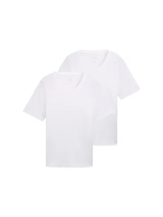 Tom Tailor - Basic T-Shirt im 2er-Pack mit V-Ausschnitt white - Gr. - XXXL