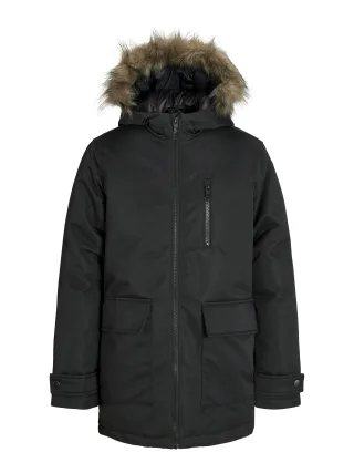 JACK&JONES - JJCHARLIE DETACHABLE FAUX FUR PARK JNR black - Gr. - 164
