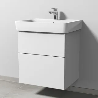 Sanipa 3way Waschtischunterbau zu Geberit Renova Plan Waschtisch mit 2 Auszügen, Weiß-Soft SM87543