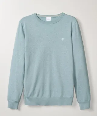 BASEFIELD - NOS Rundhals Pullover polar blue melange - Gr. - L