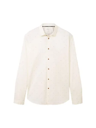 Denim Tom Tailor - Gemustertes Hemd creme pixel diamond print - Gr. - XL