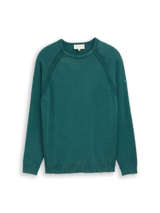 Tom Tailor - Strickpullover aus Baumwolle deep meadow green - Gr. - S