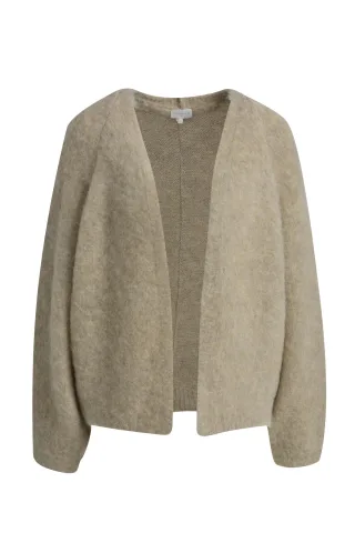 Milano Italy - open cardigan 1/1 raglan sleeve mink - Gr. - M