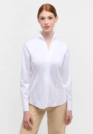 ETERNA - Satin Shirt Bluse Satingewebe Langarm weiß - Gr. - 44/Langarm