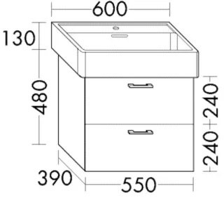 Burgbad Waschtischunterschrank Sys30 PG2 Echo 480x550x390 Nussbaum Dekor Samt, WVZX055F2751 WVZX055F2751