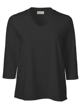 Via Appia - T-Shirt V-Ausschnitt 3/4 Arm schwarz - Gr. - 40