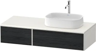 Duravit Zencha Konsolenwaschtischunterbau wandhängend Eiche Schwarz & Weiß Matt & Supermatt 1300x550 ZE4817016840000