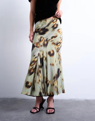 TOPSHOP - TSANE MIDI SKIRT Bright Green - Gr. - 40