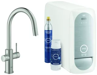 Grohe Blue Home Starter Kit ausziehbarer Auslauf Bluetooth/WIFI C-Auslauf, supersteel, 31541DC0 31541DC0