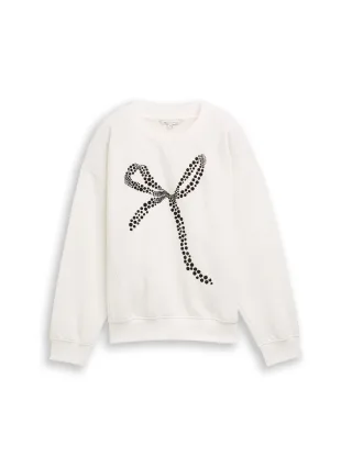Denim Tom Tailor - Oversize Sweatshirt mit Print off white - Gr. - S