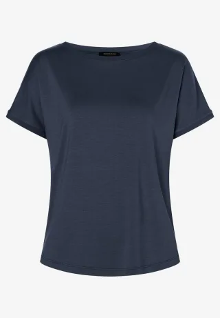 MORE & MORE - T-Shirt mit Chiffonkante blau - Gr. - 38