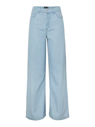 PIECES - PCSMIDI MW WIDE DENIM JEANS Light Blue Denim - Gr. - 26/32