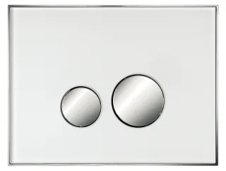 Neuesbad Betätigungsplatte mit runden Tasten, Glas, Farbe: Weiss, Tasten: chrom glanz NB115788115-R-W-glanz