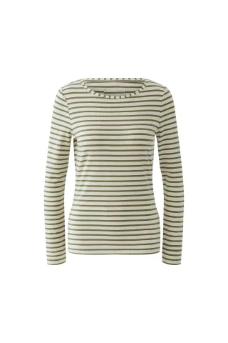 Oui - SUMIKO Langarmshirt white green - Gr. - 34