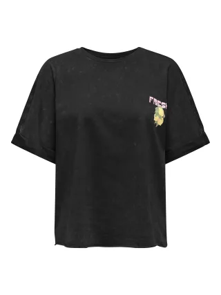 ONLY - ONLMINNA S/S PRINT TOP CS JRS Black - Gr. - XS