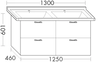 Burgbad Waschtischunterschrank zu Keramik Sys30 PG2 Echo 601x1250x460 Graphit Softmatt, WVWO125F396 WVWO125F3963