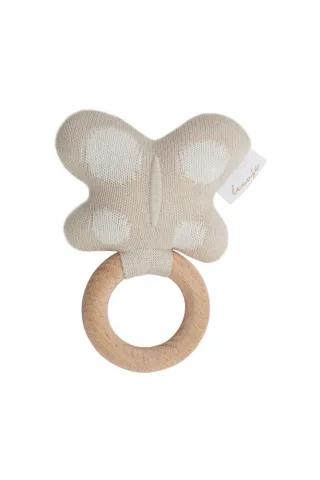 Leevje Baby Rassel mit Holzring "Schmetterling"