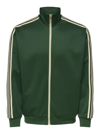 ONLY&SONS - ONSRIBER RLX LS ZIP STRIPE TRACK SWEAT dark green - Gr. - XL