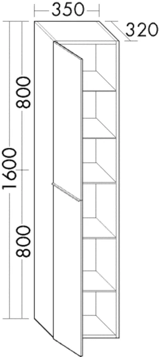 Burgbad Hochschrank Fiumo 1600x350x320 Weiß Matt, HSLW035RF3956 HSLW035RF3956