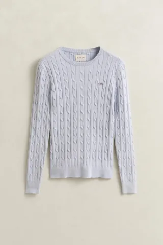 GANT - Zopfstrick Rundhalspullover light blue - Gr. - S