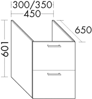 Burgbad Unterschrank Sys30 PG2 Echo 601x350x650 Basaltgrau Matt, WVJK035F2236 WVJK035F2236