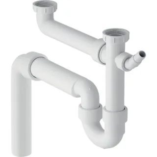 Geberit Spültisch-Ablauf G1 1/2x50 mm weiß in PP Universal-Abgangsbogen für zwei Becken 152553111