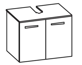 Artiqua 400 Universalwaschtischunterschrank, Weiß Hochglanz, 400-WB2T-1-75-7016-68 400-WB2T-1-75-7016-68