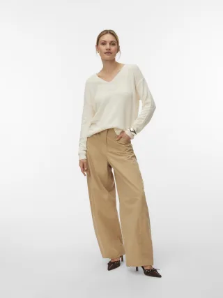 VERO MODA - VMCHARITY LS V-NECK PULLOVER NOOS Birch - Gr. - S