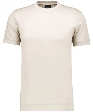 RAGMAN - Pima T-Shirt Rundhals mit Bündchen hell-beige - Gr. - S