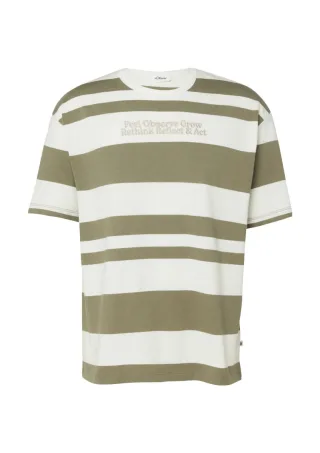 s.Oliver Red Label - Hochwertiges Baumwoll-T-Shirt mit Frontprint grün/weiß - Gr. - 3XL