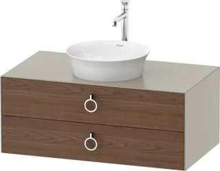 Duravit White Tulip Konsolenwaschtischunterbau wandhängend Amerikanischer Nussbaum & Taupe Matt & Se WT499107760