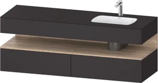 Duravit Qatego Einbauwaschtisch mit Konsolenwaschtischunterbau Graphit Supermatt 1600x550x600 mm - Q QA4796055800000