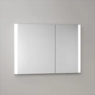 KEUCO Royal Atlas LED Spiegelschrank 100 x 71 x 11,5 cm mit 2 Türen, asymmetrisch, Spiegelheizung, U 211201450103