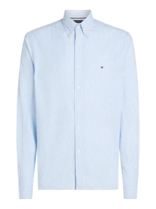 Tommy Hilfiger - Regular Fit gestreiftes Popeline-Hemd blau - Gr. - XL