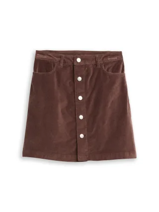 Denim Tom Tailor - Mini-Rock aus Samt mit Knopfleiste soft chocolate brown - Gr. - XL