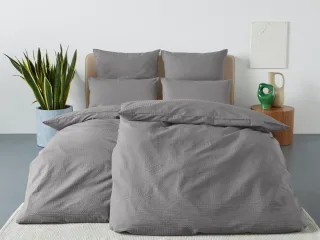 OTTO home Bettwäsche "Sari2 in Gr. 135x200 oder 155x220 cm" 2 aus Baumwolle, uni Bettwäsche in Seersucker Qualität ideal für Sommer
