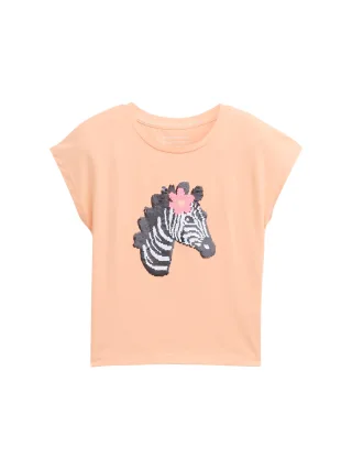 tom tailor kids - T-Shirt mit Wendepailletten peach bloom - Gr. - 92/98