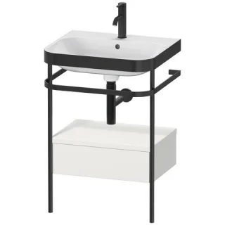 Duravit Happy D.2 Plus c-bonded Set mit Metallkonsole und Schubkasten Nordic Weiß Seidenmatt 575x490 HP4740O3939