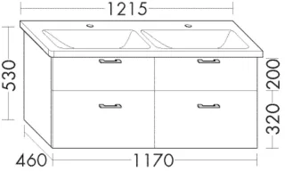Burgbad Waschtischunterschrank Sys30 PG4 Sana 601x1170x460 Trend-/RAL-Farbe Ultramatt, WVCE117F5773 WVCE117F5773