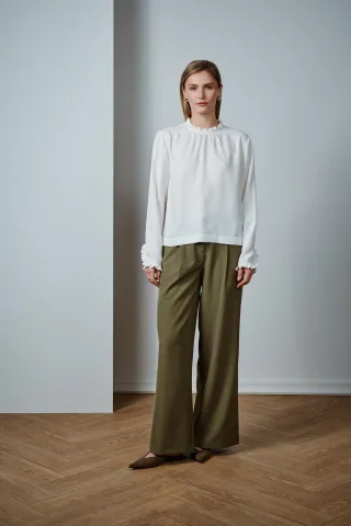 ETERNA - Viscose Shirt Bluse Viskose Langarm off-white - Gr. - 38/Langarm