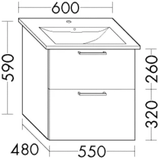 Burgbad Waschtischunterschrank Sys30 PG4 Sana 580x550x480 Salbeigrau Ultramatt, WVBT055F5967 WVBT055F5967