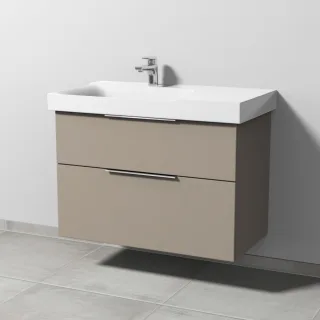 Sanipa 3way Waschtischunterbau zu Geberit Xeno2 Waschtisch mit 2 Auszügen, Sandgrau-Matt UF66267