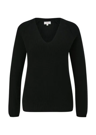 s.Oliver Red Label - Strickpullover mit Raglan-Ärmeln schwarz - Gr. - 36