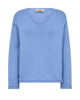 MOS MOSH - MMBine LS V-neck Knit hydrangea - Gr. - XL