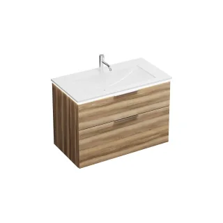 Burgbad Mineralguss Waschtisch-Set Eqio Frassino Dekor Cappuccino/Alpinweiss, SEZE092F3437C0001 SEZE092F3437C0001