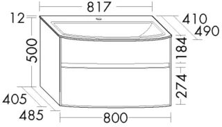 Burgbad Keramik Waschtisch-Set rc40 Eiche Weiß/Schwarz Matt, SGAA082F4612C0038 SGAA082F4612C0038