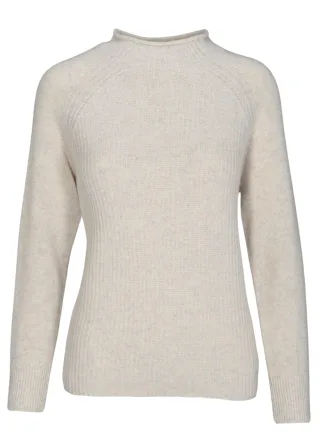 CLARINA - Stehbund-Pullover, 1/1 Arm,uni sand mel. - Gr. - 42