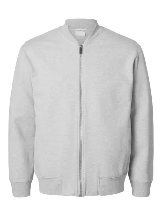 SELECTED MEN - SLHMACK SWEAT BOMBER LS NOOS light grey melange - Gr. - XL