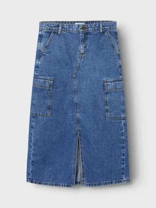 NAME IT - NKFMARIA DNM LONG CARGO SKIRT 2718-BE BF medium blue denim - Gr. - 140