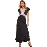 LIPSY Midikleid Lipsy Midikleid aus Satin mit Spitzenbesatz (1-tlg)